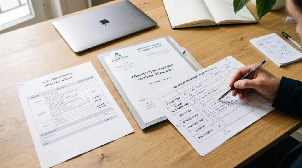 Dossier de comparaison des postes de coûts et des options d’une GED